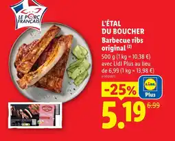 Lidl L’étal du boucher barbecue ribs original offre