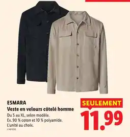 Lidl Esmara veste en velours côtelé homme offre