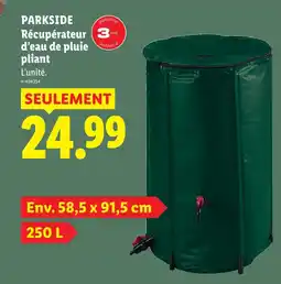 Lidl Parkside récupérateur d’eau de pluie pliant offre