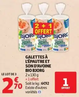 Auchan BJORG Galettes à l'épautre et son d'avoine offre