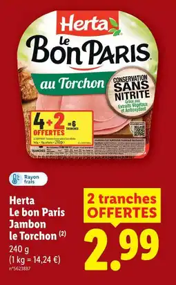 Lidl Herta le bon paris jambon le torchon offre