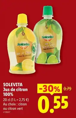 Lidl Solevita jus de citron 100% offre