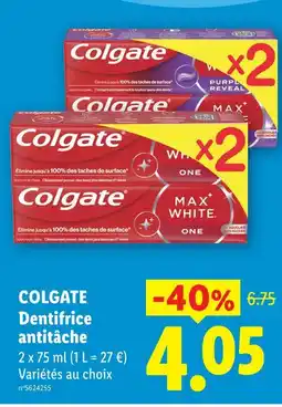 Lidl Colgate dentifrice antitâche offre