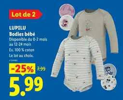 Lidl Lupilu bodies bébé offre