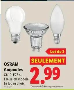 Lidl Osram ampoules gu10 offre