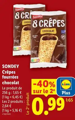Lidl Sondey crêpes fourrées chocolat offre
