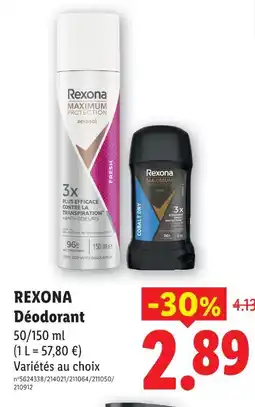 Lidl Rexona déodorant offre