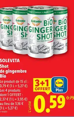Lidl Solevita shot de gingembre bio offre