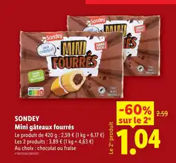 Lidl Sondey mini gâteaux fourrés chocolat offre