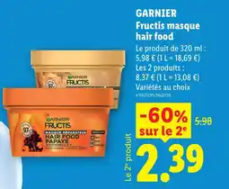 Lidl Garnier fructis masque hair food offre
