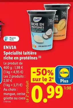 Lidl Envia spécialité laitière riche en protéines offre