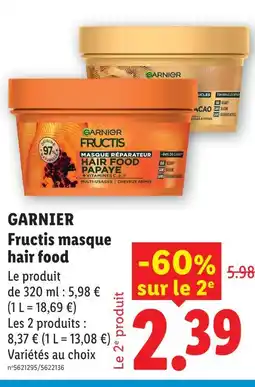 Lidl Garnier fructis masque hair food offre