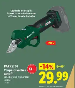 Lidl Parkside coupe-branches sans fil offre