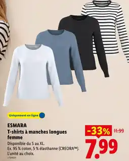 Lidl Esmara t-shirts à manches longues femme offre