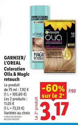 Lidl Garnier coloration olia offre