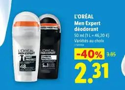 Lidl L'oréal men expert déodorant offre