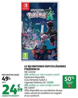 Auchan Nintendo Switch Légendes Pokémon ZA offre