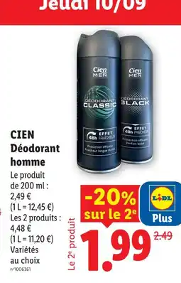 Lidl Cien déodorant homme offre