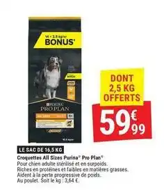 Gamm vert Croquettes all sizes pro plan offre