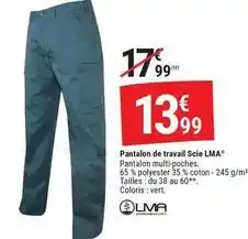 Gamm vert Pantalon de travail scie lma offre