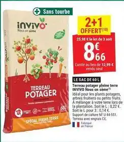 Gamm vert Pleine terre - terreau potager pleine terre invivo offre