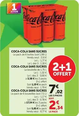 Hyper U Coca cola - sans sucres offre