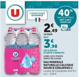 Hyper U U - eau minerale naturelle calcique source edelweiss offre