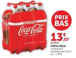 Hyper U Coca-cola - le pack de 6 bouteilles offre