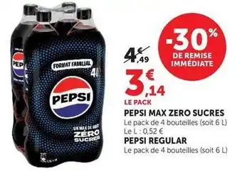 Super U Pepsi - max zero sucres offre