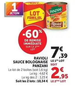 Super U Panzani - ravioli sauce bolognaise offre