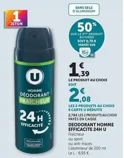 Super U U - deodorant homme efficacite 24h offre