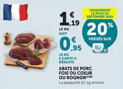 U Express Abats de porc foie ou coeur ou rognon offre