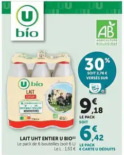 U Express U bio - lait uht entier offre