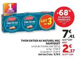 U Express Saupiquet - thon entier au naturel msc offre