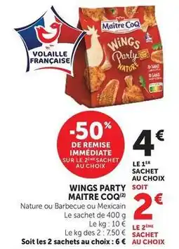 Super U Maître coq - wings party offre