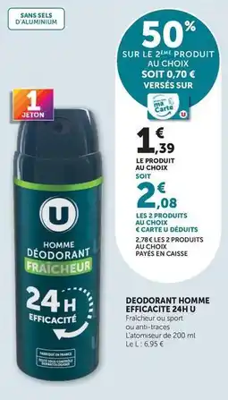 U Express U - deodorant homme efficactif 24h offre