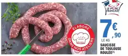 E.Leclerc Le Porc Français Saucisse de Toulouse Roulée offre