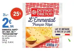 E.Leclerc Paysan Breton L'Emmental Français Râpé offre