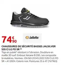 Rural Master Jallatte CHAUSSURES DE SÉCURITÉ BASSES JALSILVER offre