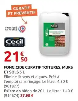 Rural Master Cecil Fongicide curatif toitures, murs et sols offre