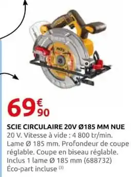 Rural Master DEWALT SCIE CIRCULAIRE 20V Ø185 MM NUE offre