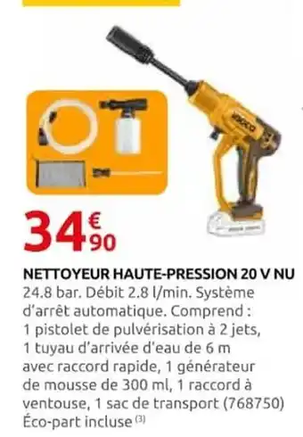 WORX NETTOYEUR HAUTE-PRESSION 20 V NU