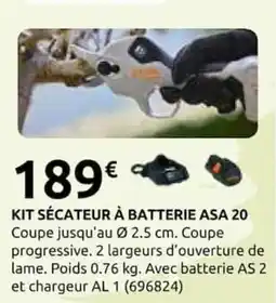 Rural Master ASA 20 KIT SÉCATEUR À BATTERIE offre