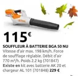 Rural Master STIHL SOUFFLEUR À BATTERIE BGA 50 NU offre