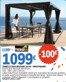 E.Leclerc TERRIA TONNELLE BIOCLIMATIQUE 3X4 M + MOUSTIQUAIRE offre