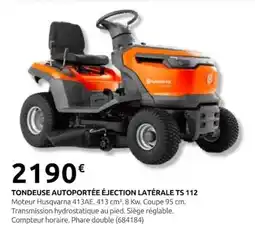 Rural Master Husqvarna TONDEUSE AUTOPORTÉE ÉJECTION LATÉRALE TS 112 offre