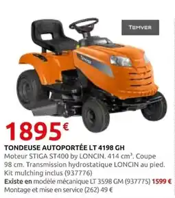 Rural Master TEMVER TONDEUSE AUTOPORTÉE LT 4198 GH offre