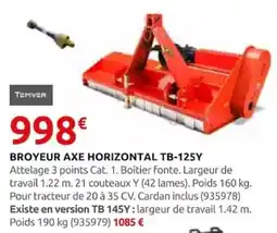 Rural Master TEMVER BROYEUR AXE HORIZONTAL TB-125Y offre