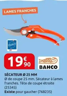 Rural Master BAHCO SÉCATEUR Ø 25 MM offre