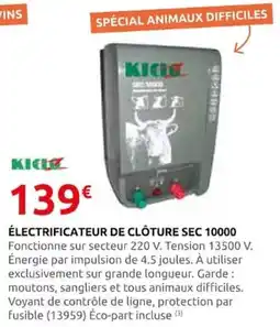 Rural Master KICO ÉLECTRIFICATEUR DE CLÔTURE SEC 10000 offre